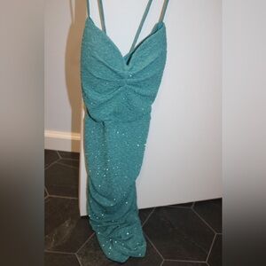 Windsor Teal Glitter Dress Medium Aqua